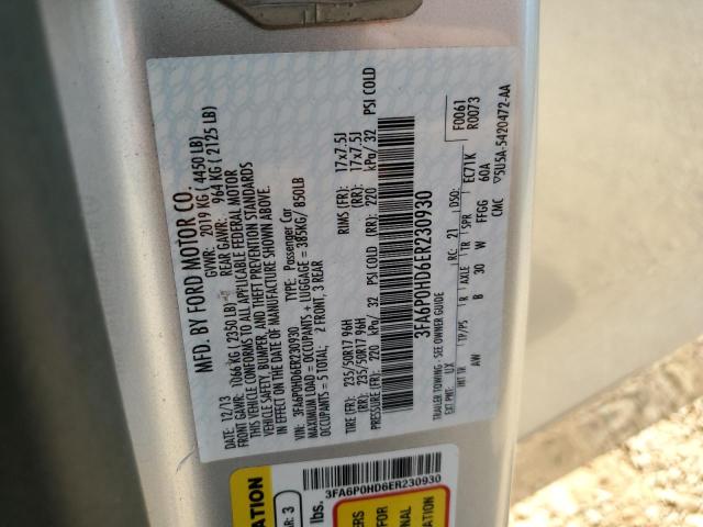 3FA6P0HD6ER230930 Ford FUSION SE