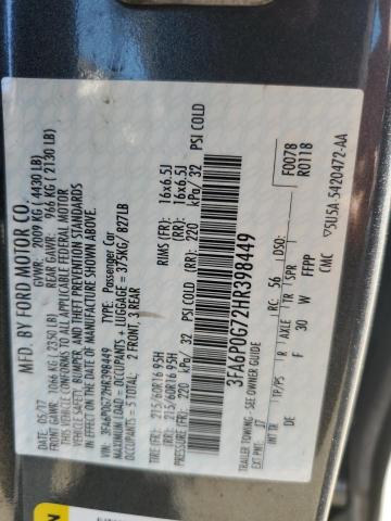 3FA6P0G72HR398449 Ford FUSION S