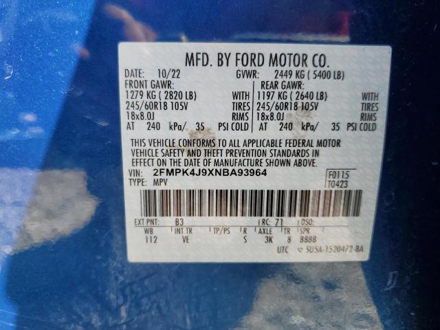 2FMPK4J9XNBA93964 2022 FORD EDGE, photo no. 13