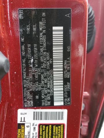 VIN 5TDHZRBH8NS584555 2022 Toyota Highlander, Xle no.13