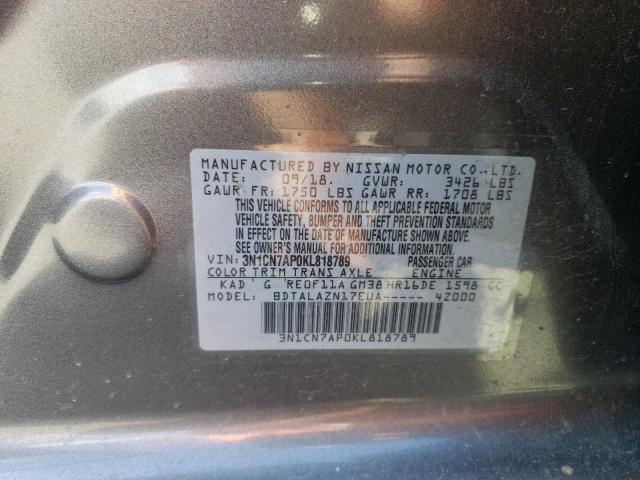 3N1CN7AP0KL818789 | 2019 NISSAN VERSA S