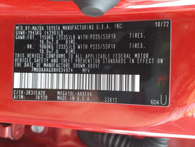 2022 TOYOTA COROLLA CR - 7MUDAAAGXNV034974