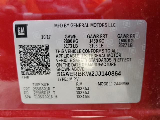 5GAERBKW2JJ140864 Buick Enclave Essence
