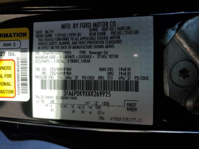 3FA6P0K9XKR269925 Ford Fusion TIT 12