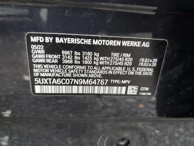 5UXTA6C07N9M64767 2022 BMW X5, photo no. 12