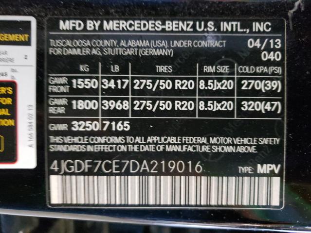 VIN 4JGDF7CE7DA219016 2013 Mercedes-Benz GL-Class, ... no.13