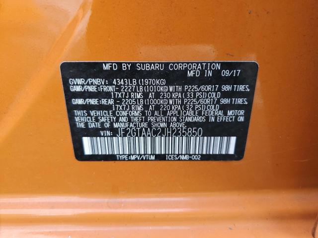 JF2GTAAC2JH235850 Subaru Crosstrek
