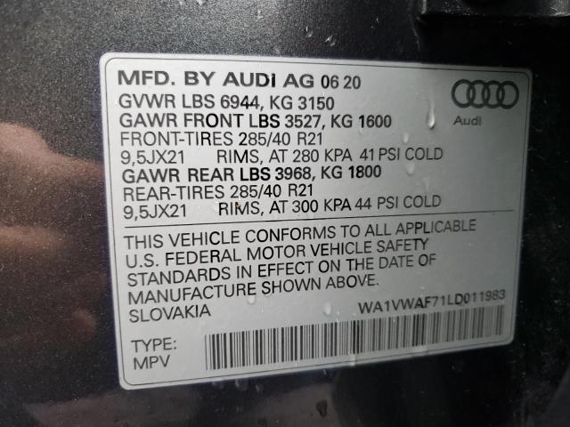 2020 AUDI SQ7 PRESTI WA1VWAF71LD011983