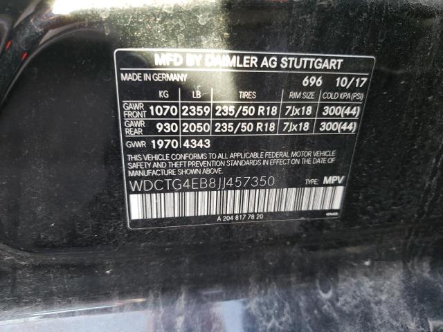 WDCTG4EB8JJ457350 Mercedes-Benz GLA 250