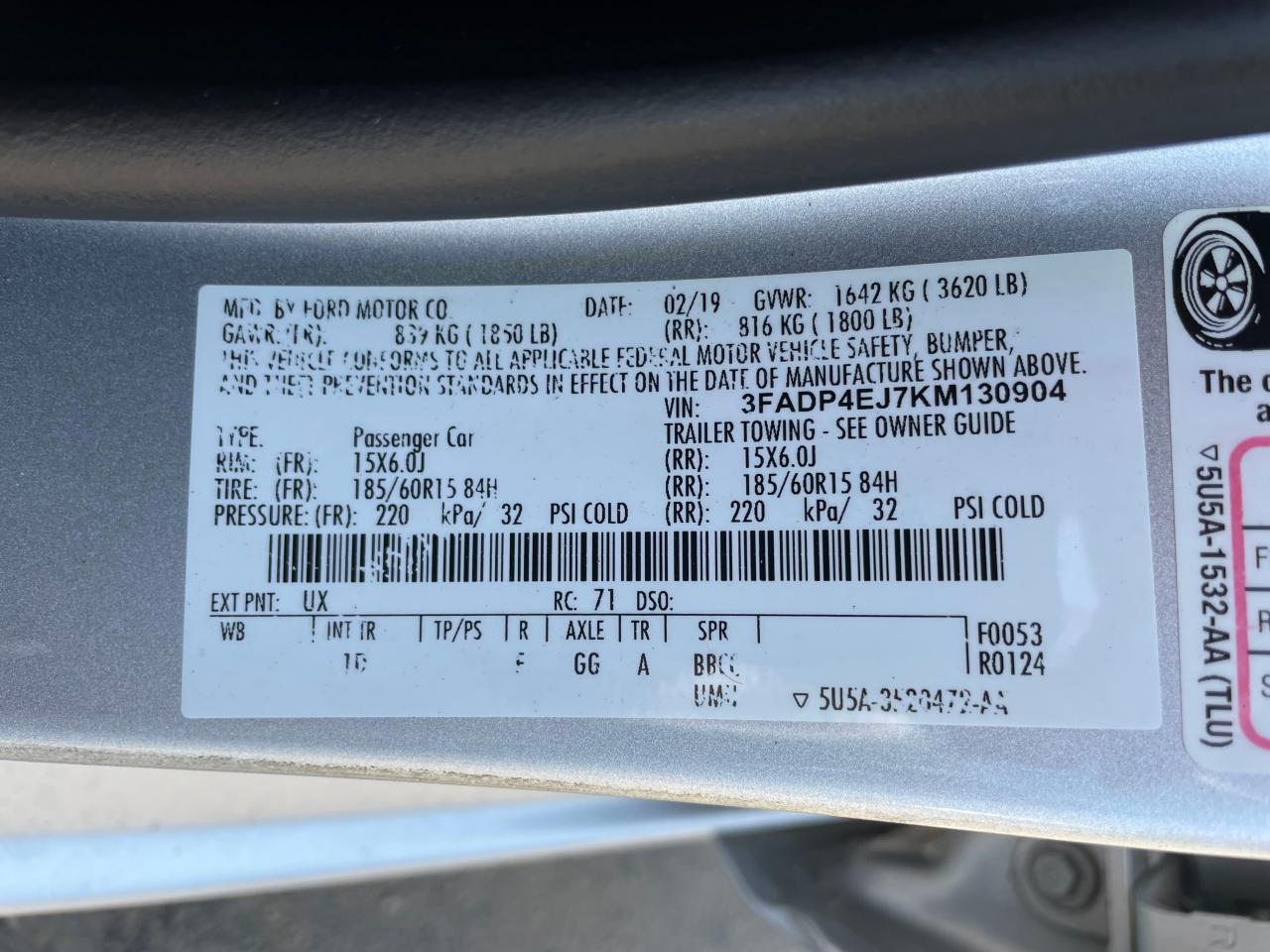 3FADP4EJ7KM130904 FORD FIESTA 2019