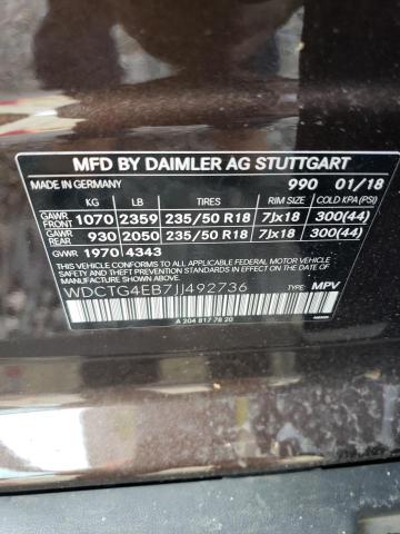WDCTG4EB7JJ492736 Mercedes-Benz GLA 250