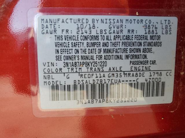 3N1AB7AP8KY251220 Nissan SENTRA S