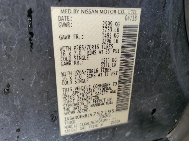 1N6AD0ER8JN757195 Nissan FRONTIER S