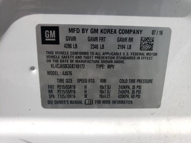 KL4CJASB3GB749172 Buick Encore