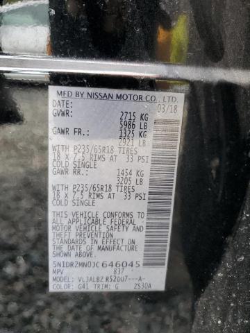 5N1DR2MN0JC646045 Nissan Pathfinder S