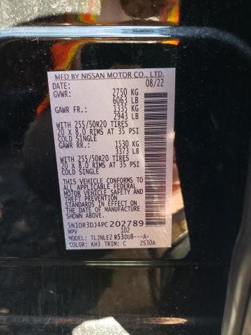 5N1DR3DJ4PC202789 Nissan Pathfinder Platinum