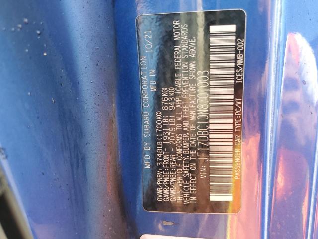 JF1ZDBC10N8701003 Subaru Brz Premium