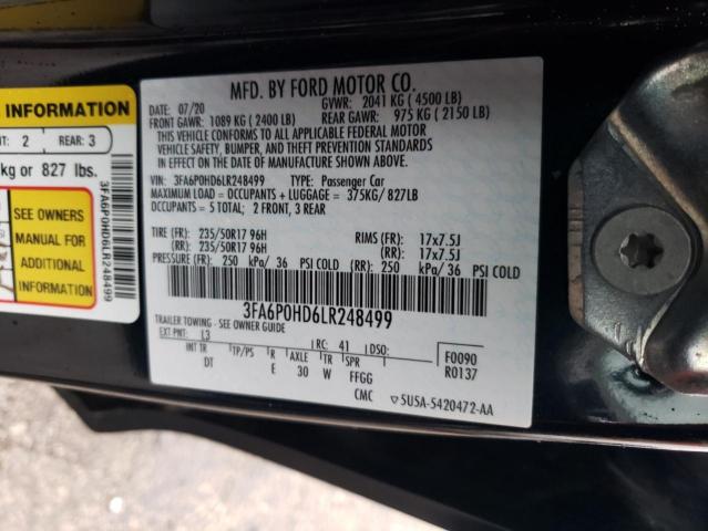 3FA6P0HD6LR248499 | 2020 FORD FUSION SE