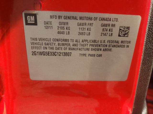 2012 Chevrolet Impala Lt VIN: 2G1WG5E33C1213807 Lot: 51154434