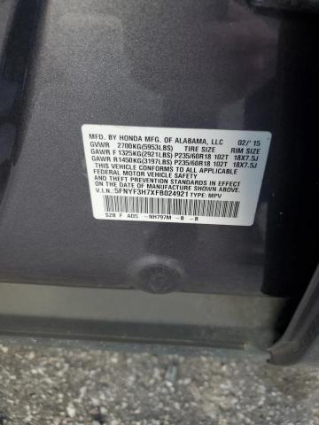 5FNYF3H7XFB024921 Honda PILOT EXLN