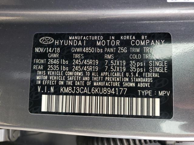KM8J3CAL6KU894177 Hyundai Tucson Limited