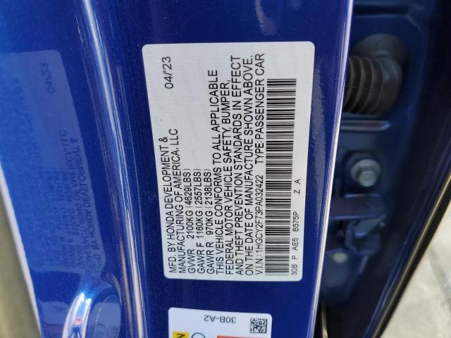 1HGCY2F73PA032422 Honda Accord HYB 12