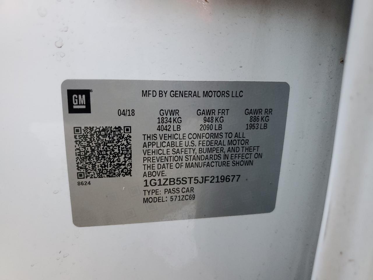 1G1ZB5ST5JF219677 CHEVROLET MALIBU 2018