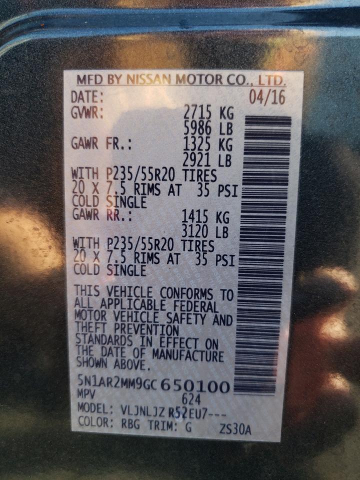 5N1AR2MM9GC650100 NISSAN PATHFINDER 2016