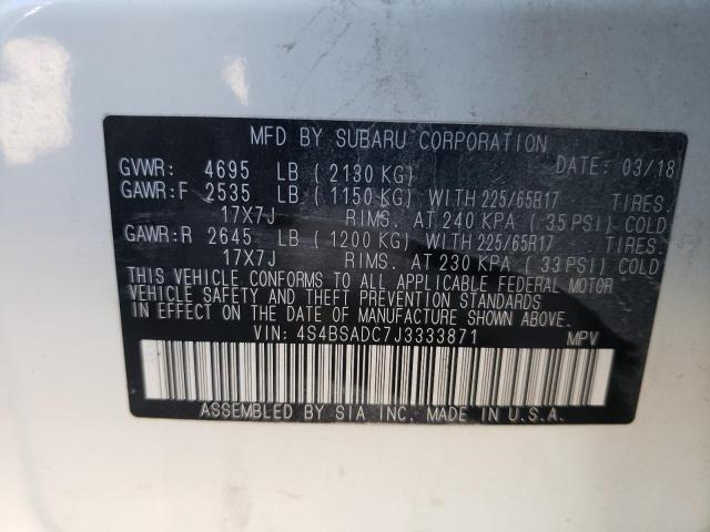 4S4BSADC7J3333871 | 2018 SUBARU OUTBACK 2.