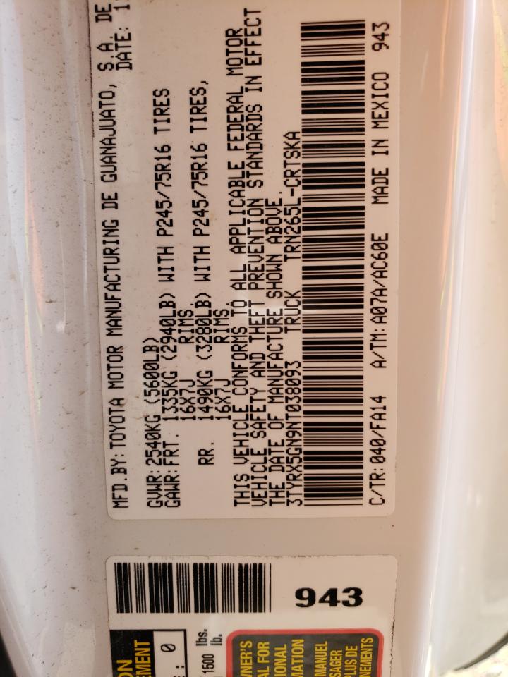 3TYRX5GN9NT038093 2022 Toyota Tacoma Access Cab