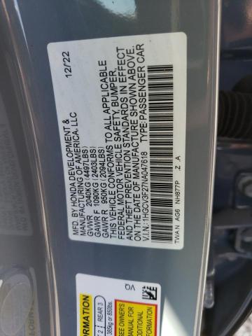1HGCV3F27NA047618 Honda Accord Hybrid Sport
