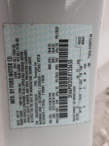 3FA6P0CD2LR133650 Ford FUSION SEL