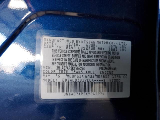 3N1AB7AP3KY263274 Nissan Sentra S 13