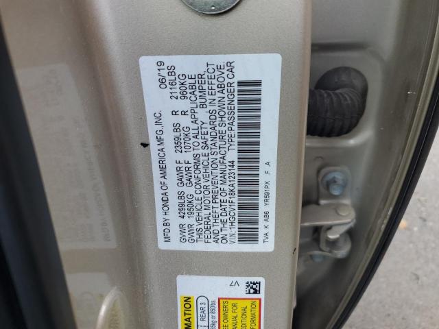 1HGCV1F18KA123144 Honda ACCORD LX