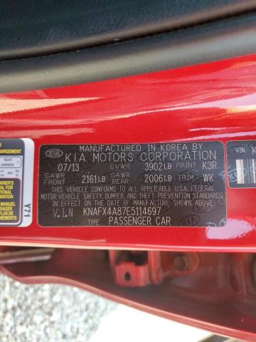 KNAFX4A87E5114697 KIA FORTE EX