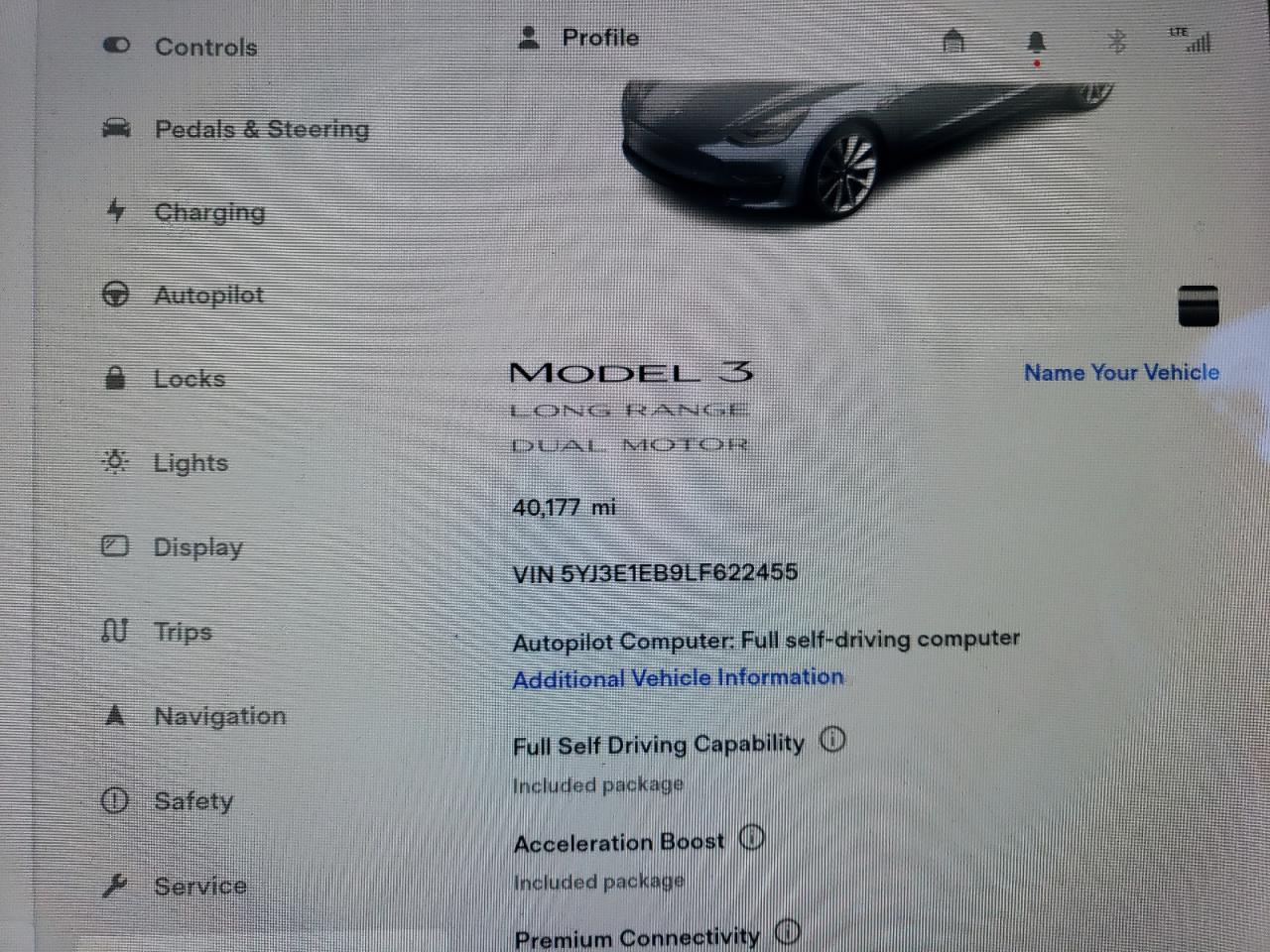 2020 Tesla Model 3 vin: 5YJ3E1EB9LF622455