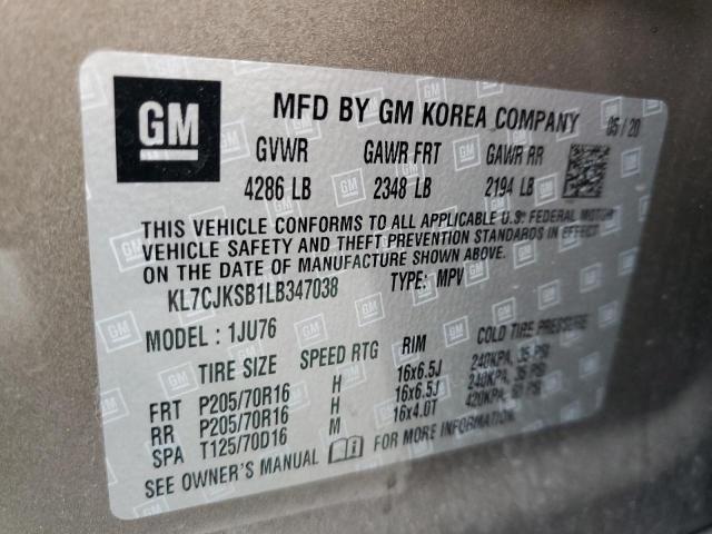 KL7CJKSB1LB347038 Chevrolet TRAX LS