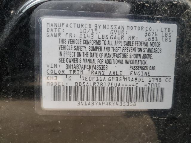 3N1AB7AP4KY435358 Nissan Sentra S 12