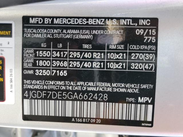 VIN 4JGDF7DE5GA662428 2016 Mercedes-Benz GL-Class, ... no.14