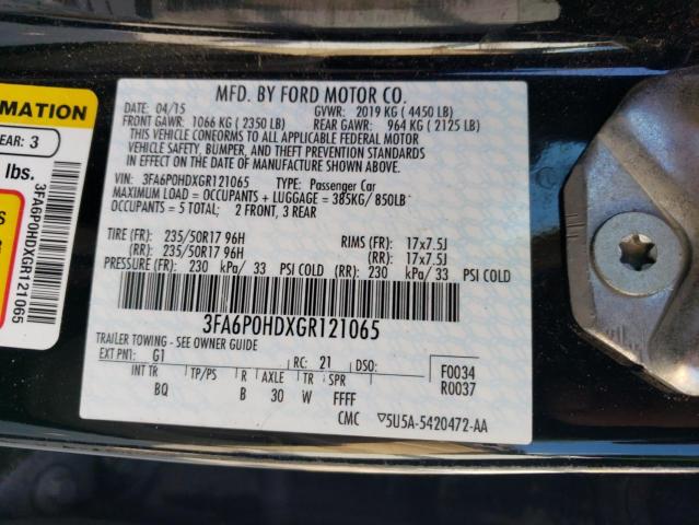 2016 FORD FUSION SE - 3FA6P0HDXGR121065