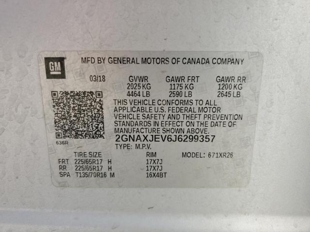 2GNAXJEV6J6299357 Chevrolet EQUINOX LT
