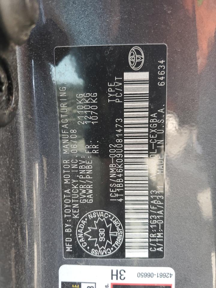 4T1BB46K09U081473 2009 Toyota Camry Hybrid