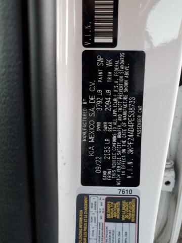 3KPF24AD4PE538733 KIA FORTE LX