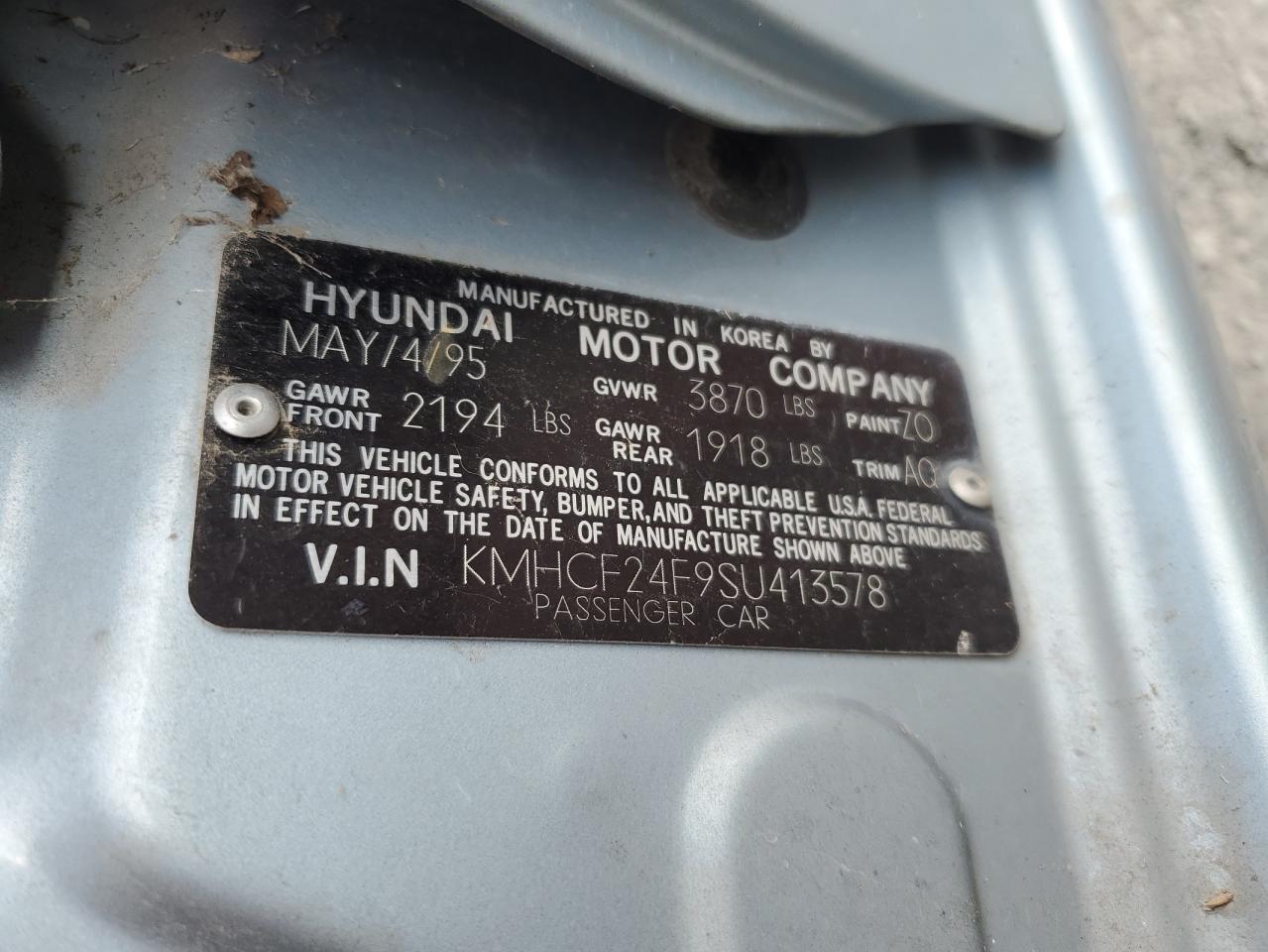 KMHCF24F9SU413578 1995 Hyundai Sonata