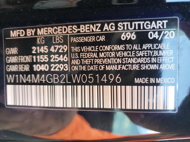 W1N4M4GB2LW051496 Mercedes-Benz GLB 250