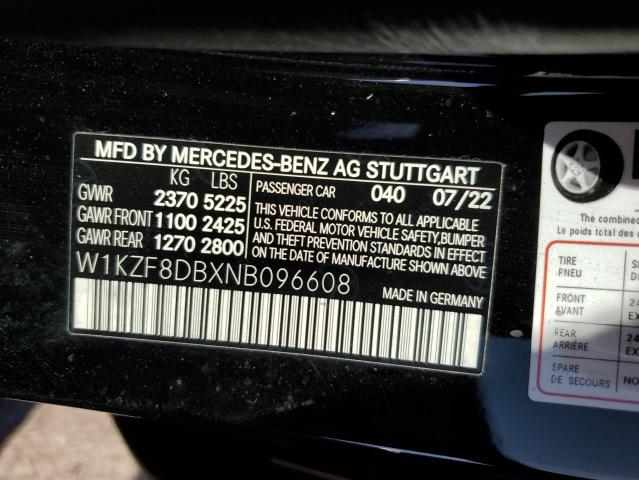 W1KZF8DBXNB096608 2022 MERCEDES-BENZ E-CLASS, photo no. 12