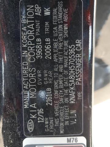 KNAFK5A80H5705365 KIA FORTE LX