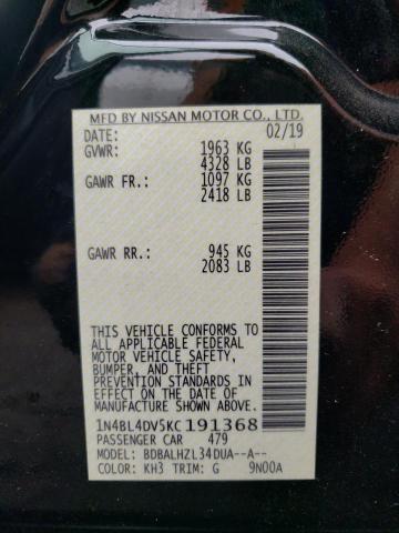 2019 NISSAN ALTIMA SV - 1N4BL4DV5KC191368