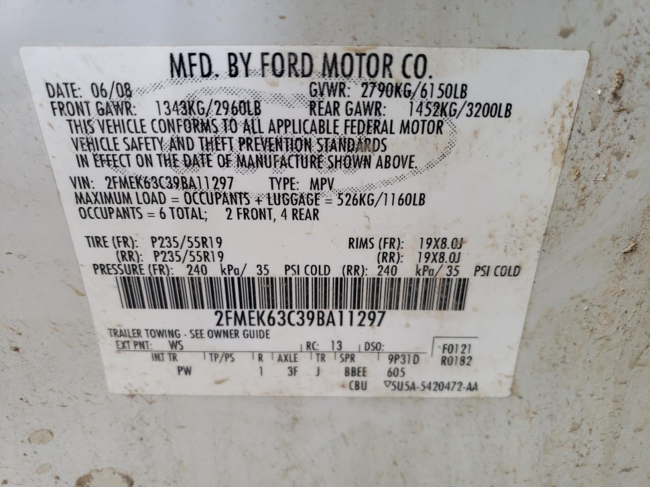 2FMEK63C39BA11297 2009 Ford Flex Limited