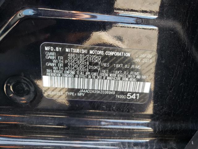 2019 MITSUBISHI OUTLANDER JA4AD2A35KZ036949